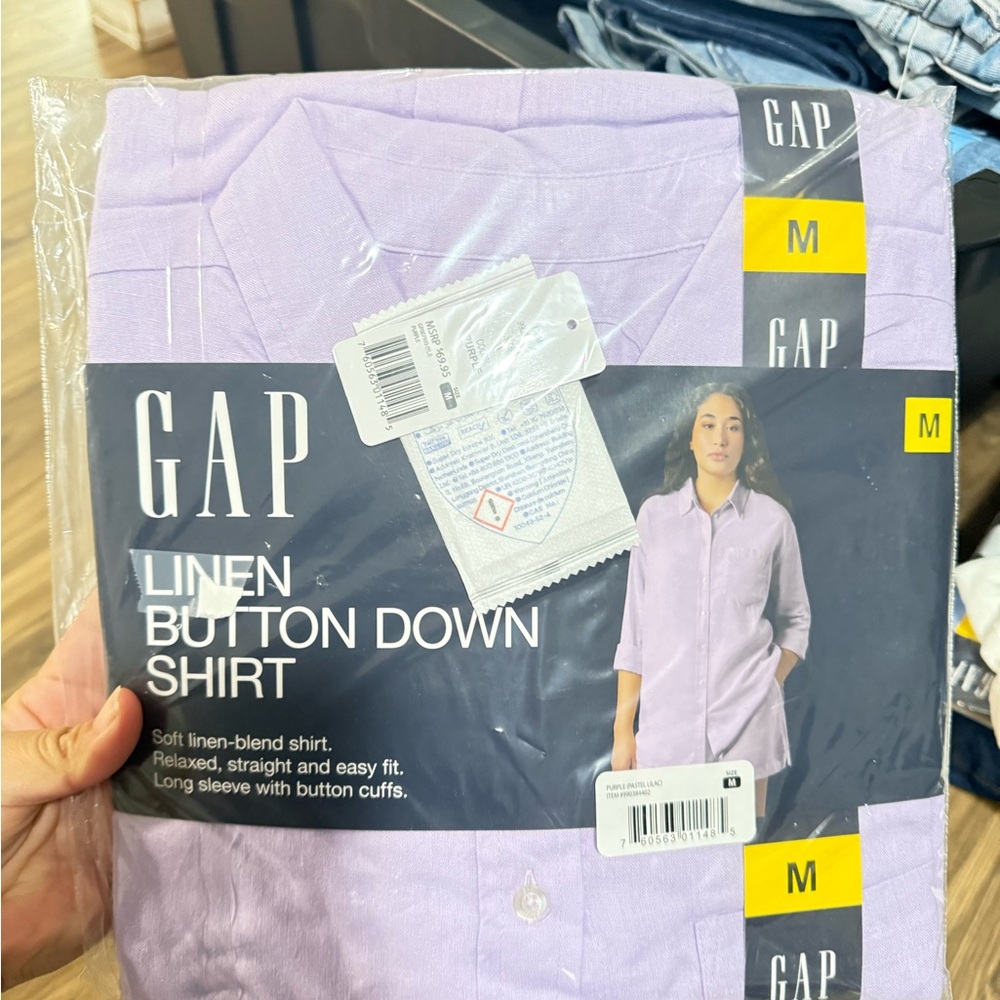 GAP Women's Lavender Linen Button Down Shirt